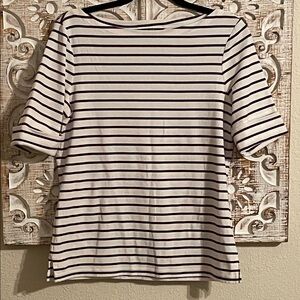 Ralph Lauren White Tee with Navy Stripes
